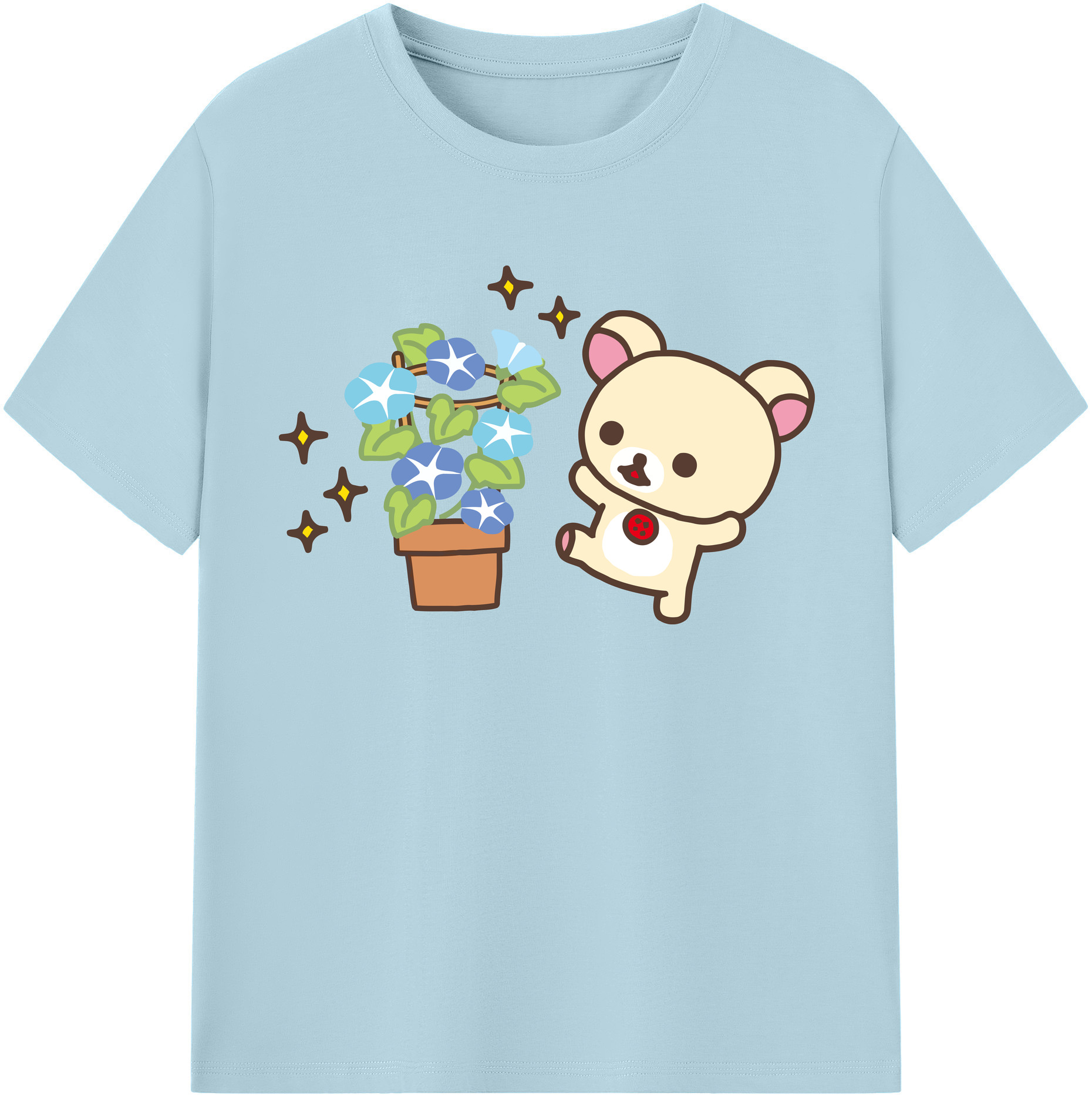 （画像用） リラックマ リラックマ キイロイトリ Rilakkuma Korilakkuma Kiiroitori 綿100％半袖Tシャツ（フロントプリント）